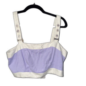 NWT Anthropologie Maeve Colorblock Crop Top Purple Cream Adjustable Straps M